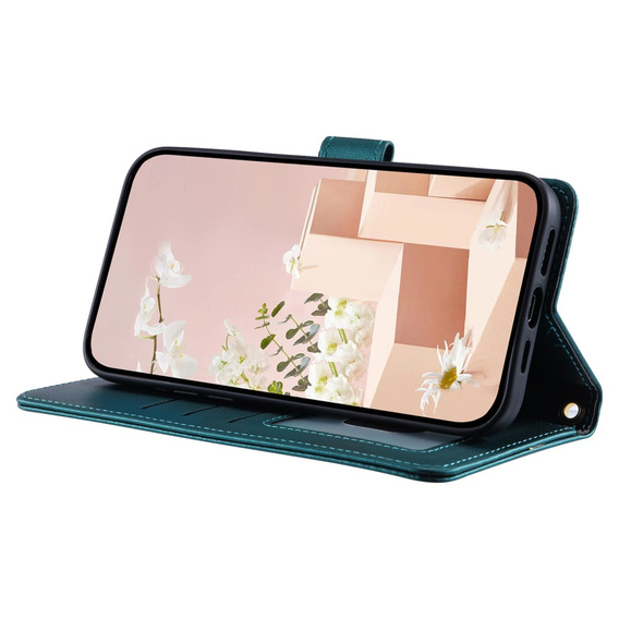 Etui z klapką do Samsung Galaxy S20 FE, Rhombus Crossbody Leather, ciemnozielone
