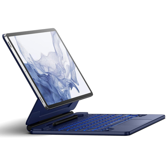Etui z klawiaturą do Samsung Galaxy Tab S10+/ S9+/ S8+/ S7+/ S7 FE, Dexnor Magnetic Keyboard Touchpad, niebieskie