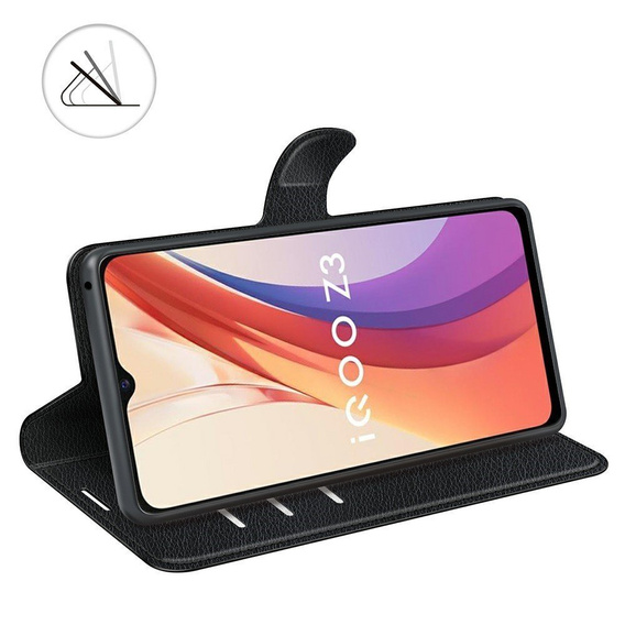 Etui z klapką do Vivo Y52 5G / Y72 5G, Split Leather, czarne