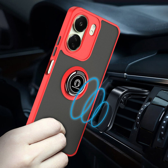 Etui do Xiaomi Redmi 13C / Poco C65, Frosted Ring, czerwone