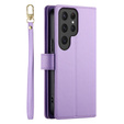 Etui z klapką do Samsung Galaxy S25 Ultra, Wallet Zipper Pocket, fioletowe