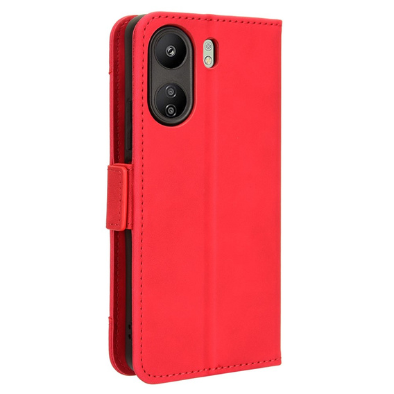 Etui z klapką do Xiaomi Redmi 13C / Poco C65, Card Slot, czerwone