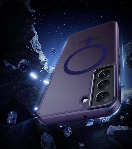Etui do Samsung Galaxy S21, do MagSafe, ERBORD Matt Case, ciemnofioletowe + Szkło na ekran