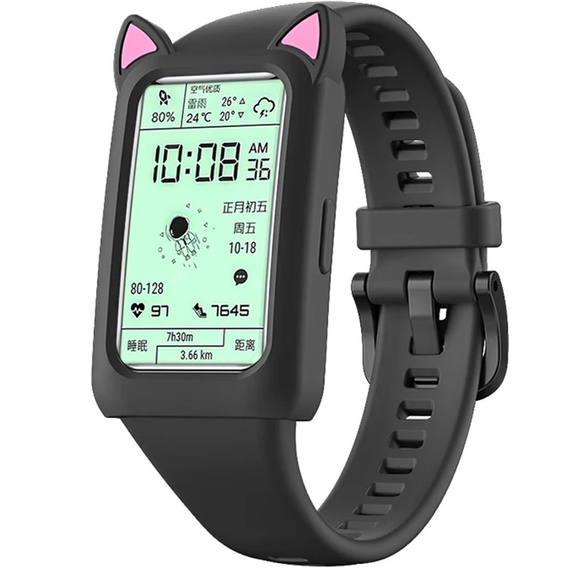Etui Siliconowe CAT EARS do Huawei Honor Band 6/7, Black