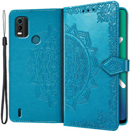 Etui z klapką do Nokia C21 Plus, Mandala, niebieskie