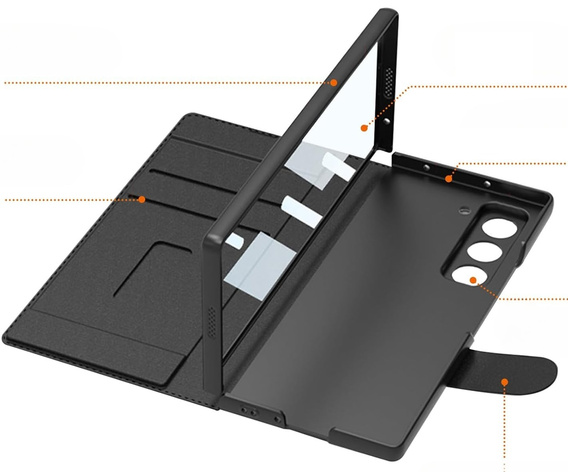 Etui portfelowe z klapką carbon czarny do Samsung Galaxy Z Fold 7 5G