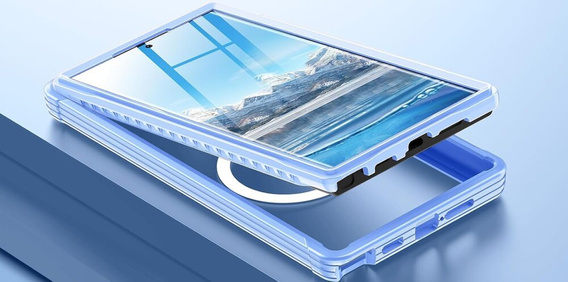 Etui do Samsung Galaxy S24 Ultra, Shockproof, z folią na ekran, do MagSafe, niebieskie