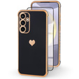 Etui do Samsung Galaxy S24, Electro heart, czarne + Szkło Full Glue Ceramic