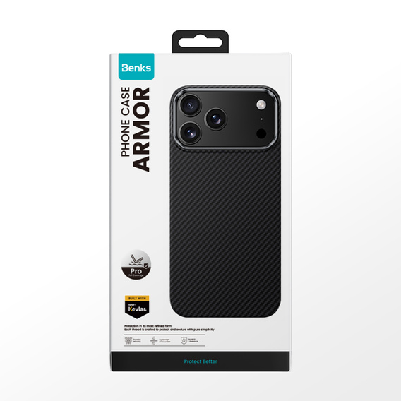 Etui BENKS Kevlar Armor PRO Carbon Fiber 600D A069 do MagSafe do iPhone 17 Pro