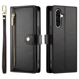 Etui z klapką do Samsung Galaxy A17 5G, Wallet Zipper Pocket, portfelowe, czarne