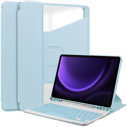 Etui z klawiaturą do Samsung Galaxy Tab S9 FE / S10 FE, Rotary 360° Leather, jasnoniebieskie