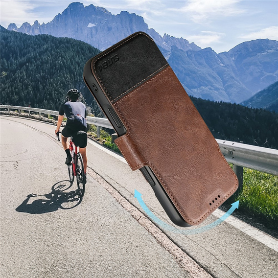 Etui z klapką 2w1 do iPhone 17 Pro Max, SUTENI, do MagSafe, brązowe