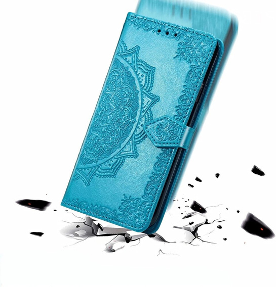 Etui z klapką do Samsung Galaxy M55 5G, Mandala, niebieskie