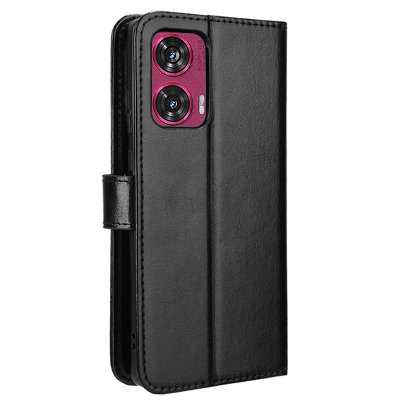 Etui z klapką do Motorola Edge 50 Fusion 5G, Crazy Horse Wallet, czarne
