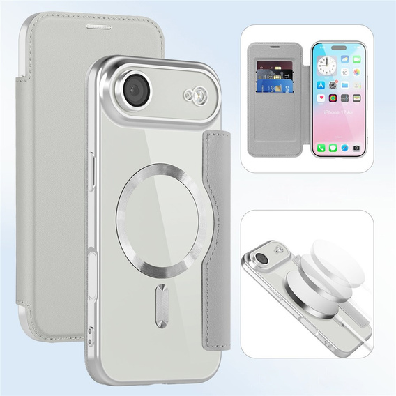 Etui z klapką do iPhone Air, RFID Wallet MagSafe z ochroną aparatu, tytanowe szare