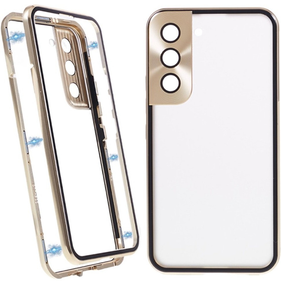 Etui do Samsung Galaxy S22, Magnetic Dual Glass, złote