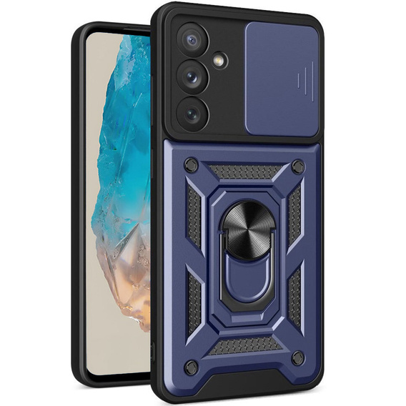 Etui pancerne do Samsung Galaxy M35, CamShield Slide, niebieskie