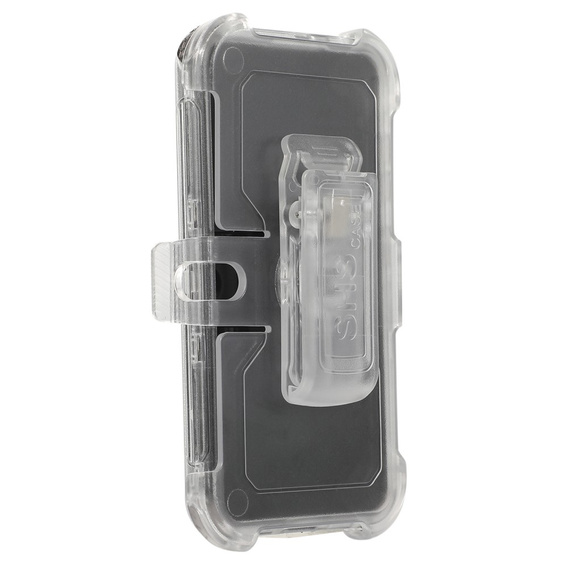 Pancerne Etui do Samsung Galaxy S24+, Belt Clip, z klipsem, przezroczyste / czarne