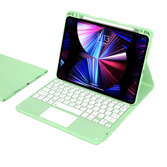 Etui z klawiaturą do iPad Air 10.9" 2022/2020 (5/4 gen.), Touchpad, zielone