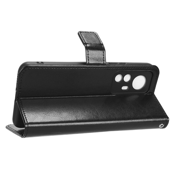 Etui z klapką do Xiaomi 12T, / 12T Pro, Crazy Horse Wallet, czarne