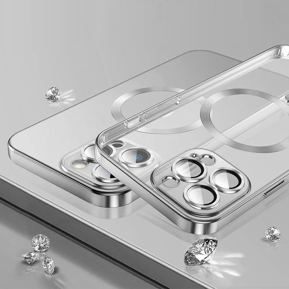 Etui do iPhone 13 Pro, Electro MagSafe, srebrne + Szkło na ekran