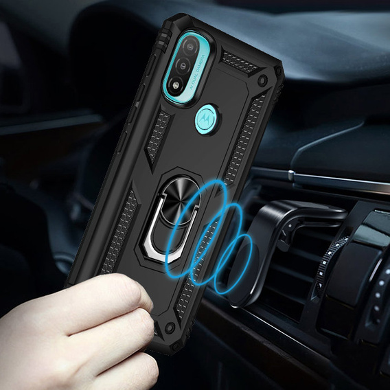 Etui pancerne do Motorola Moto E20/E30/E40, Nox Case Ring, czarne