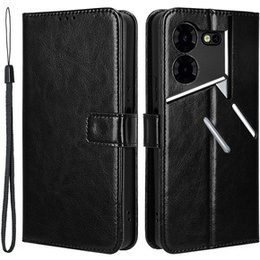 Etui z klapką do Tecno Pova 5 Pro 4G, Crazy Horse Wallet, czarne