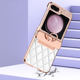 Etui do Samsung Galaxy Z Flip7 FE / Z Flip6, Rhombus Grid, białe
