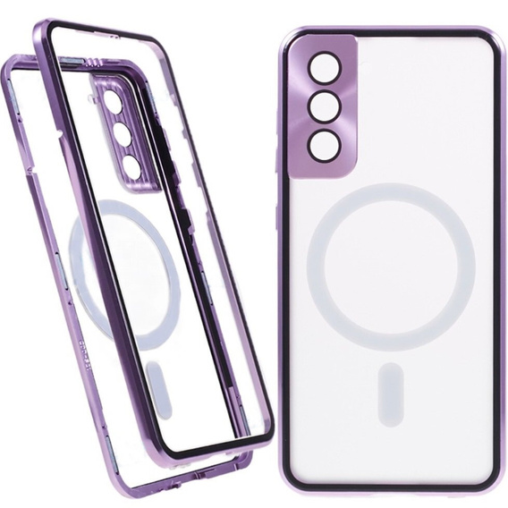 Etui Magnetic Dual Glass MagSafe do Samsung Galaxy S21, fioletowe