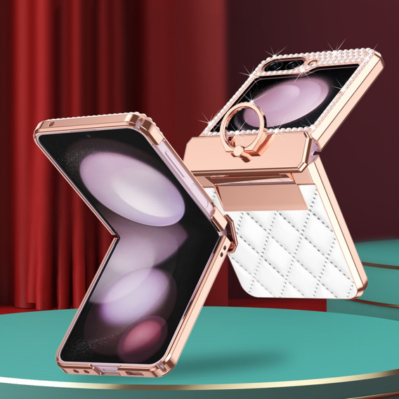 Etui do Samsung Galaxy Z Flip7 FE / Z Flip6, Rhombus Grid, białe