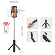 Selfie Stick Coco P-04 z funkcją statywu i pilotem Bluetooth, do smartfonów o szerokości od 6,5 cm do 9,5 cm