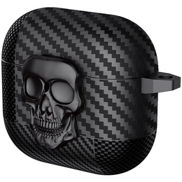 Etui z czaszką do AirPods 4 – stylowa ochrona z karabińczykiem - czarne