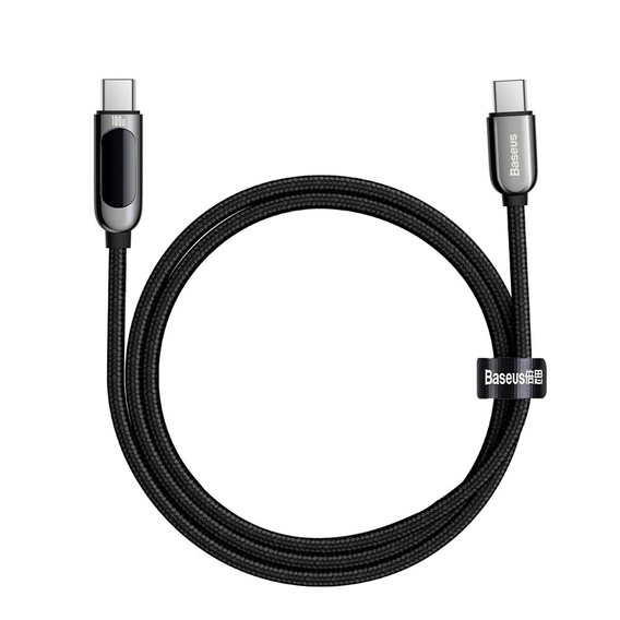 Baseus kabel Display USB-C na USB-C 1 m 100 W z wyświetlaczem - Czarny