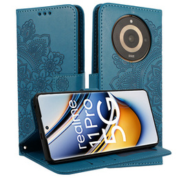 Etui z klapką do Realme 11 Pro 5G / Pro+ 5G, Mandala, niebieskie