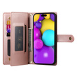 Etui z klapką do iPhone 16 Plus, Wallet Zipper Pocket, różowe