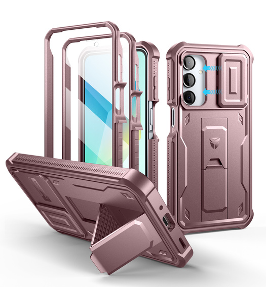 Etui pancerne do Samsung Galaxy A16 / A16 5G, Dexnor Full Body (Two Frames), różowe