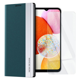 Zestaw Etui do Samsung Galaxy A14 4G/5G, Side Magnetic z klapką, Zielone + Szkło
