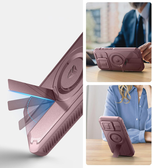 Etui Dexnor do iPhone 15 Pro – z MagSafe i osłoną aparatu - różowe