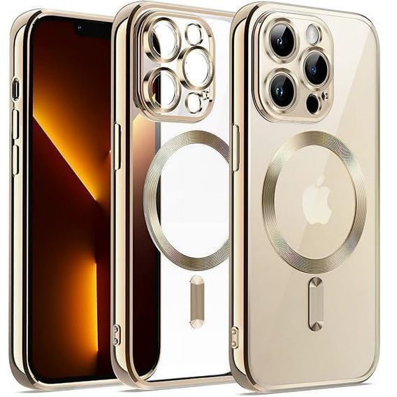 Etui do iPhone 13 Pro Max, Electro MagSafe, złote + Szkło na ekran