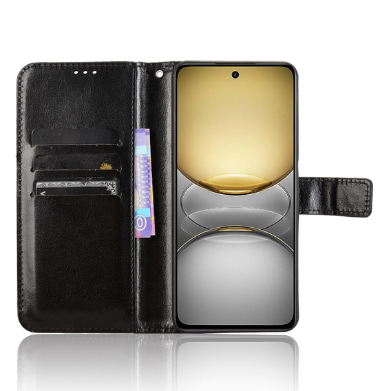 Etui z klapką do Realme 14X / Realme C75, Crazy Horse Wallet, czarne