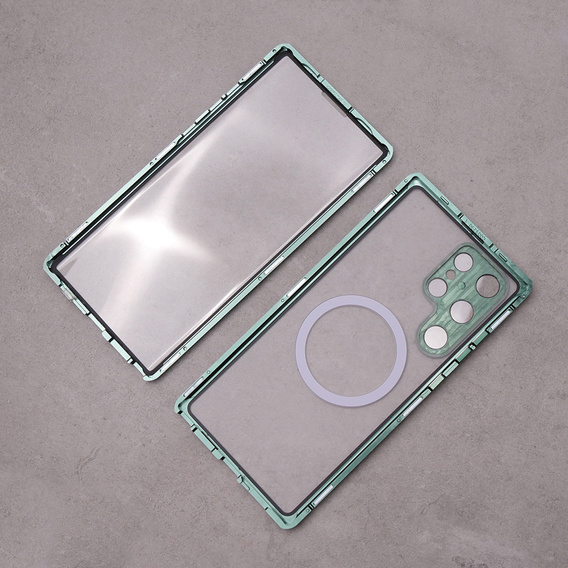 Etui Magnetic Dual Glass MagSafe do Samsung Galaxy S22 Ultra, zielone