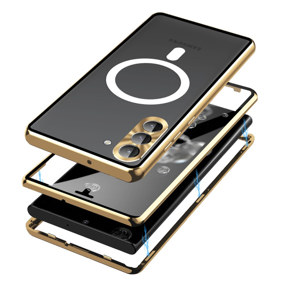 Etui Magnetic Dual Glass MagSafe do Samsung Galaxy S24+ Plus, złote