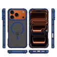 Etui Matt Case do iPhone 17 Pro, pancerne, do MagSafe, przydymione z niebieską bokami