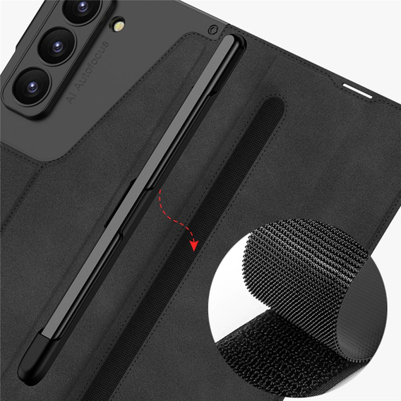 Etui portfelowe z klapką czarne do Samsung Galaxy Z Fold 7 5G