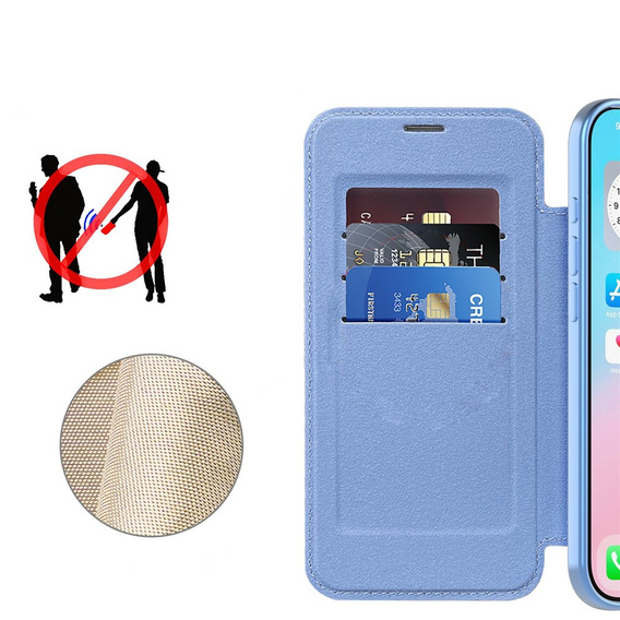 Etui z klapką do iPhone Air, RFID Wallet MagSafe z ochroną aparatu, niebieskie