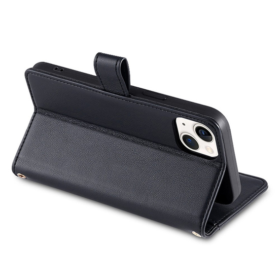 Etui z klapką do iPhone 14, Wallet Zipper Pocket, czarne