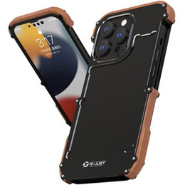 Etui R-JUST do iPhone 13 Pro, Alu Wood Bumper, czarne