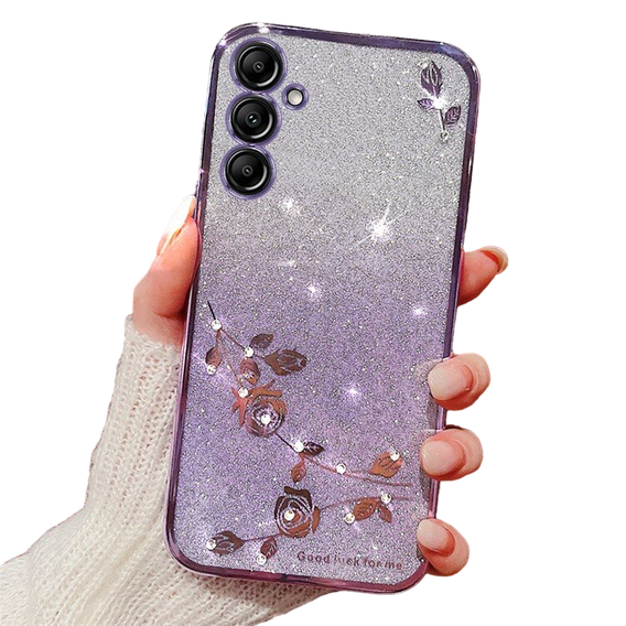 Etui do Samsung Galaxy A55 5G, Glitter Flower, fioletowe