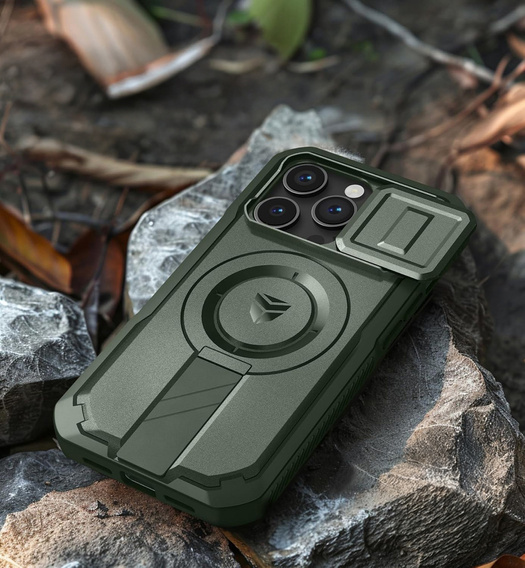Dexnor – magnetyczne etui z osłoną aparatu do iPhone 14 Pro - ciemnozielone
