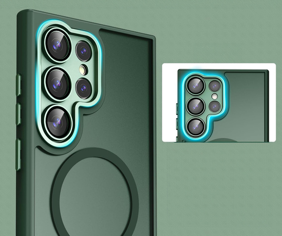 Etui do Samsung Galaxy S25 Ultra, do MagSafe, ERBORD Matt Case, zielone + Szkło na ekran